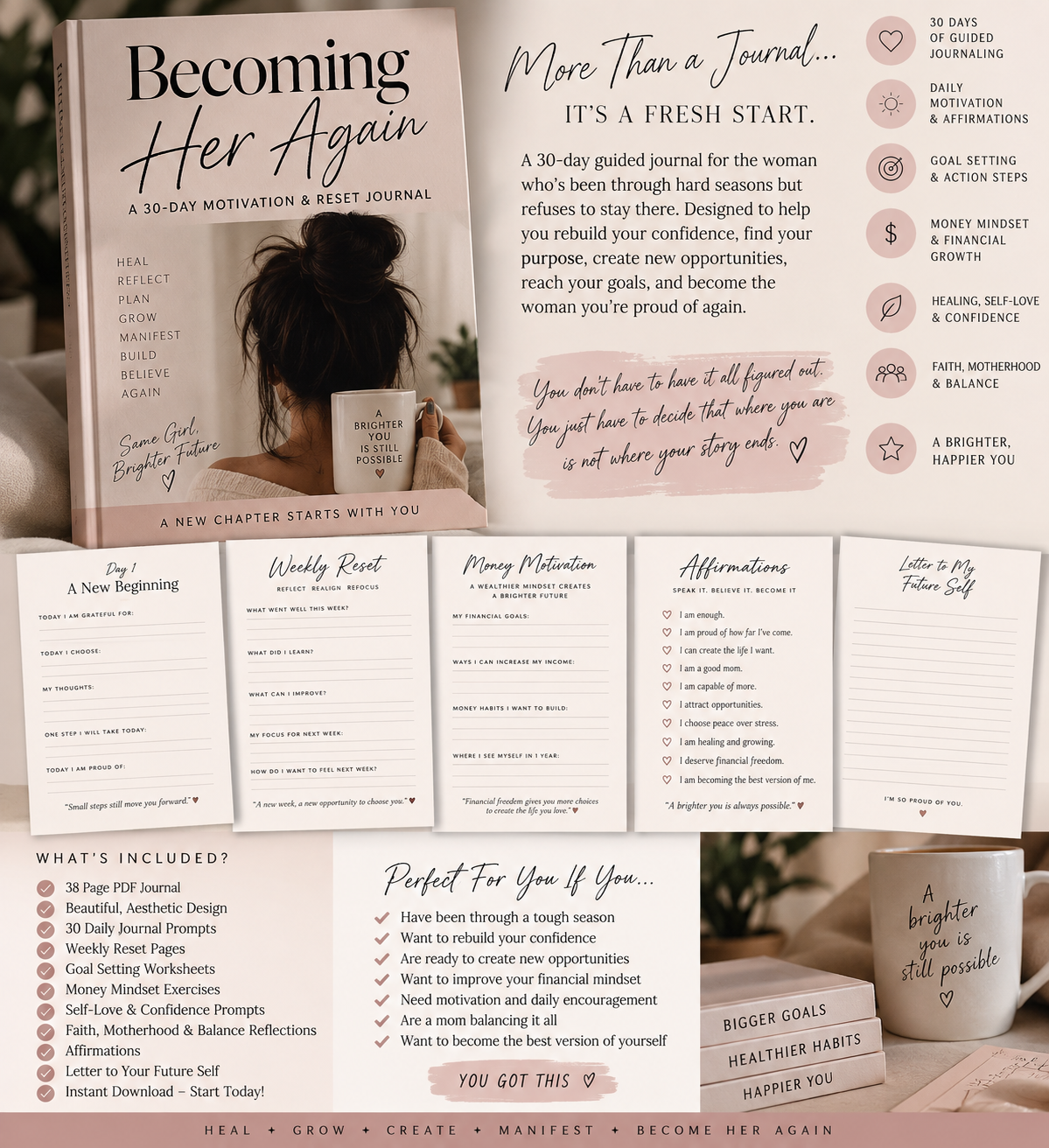 Becoming Her Again: A 30-Day Motivation & Reset Journal